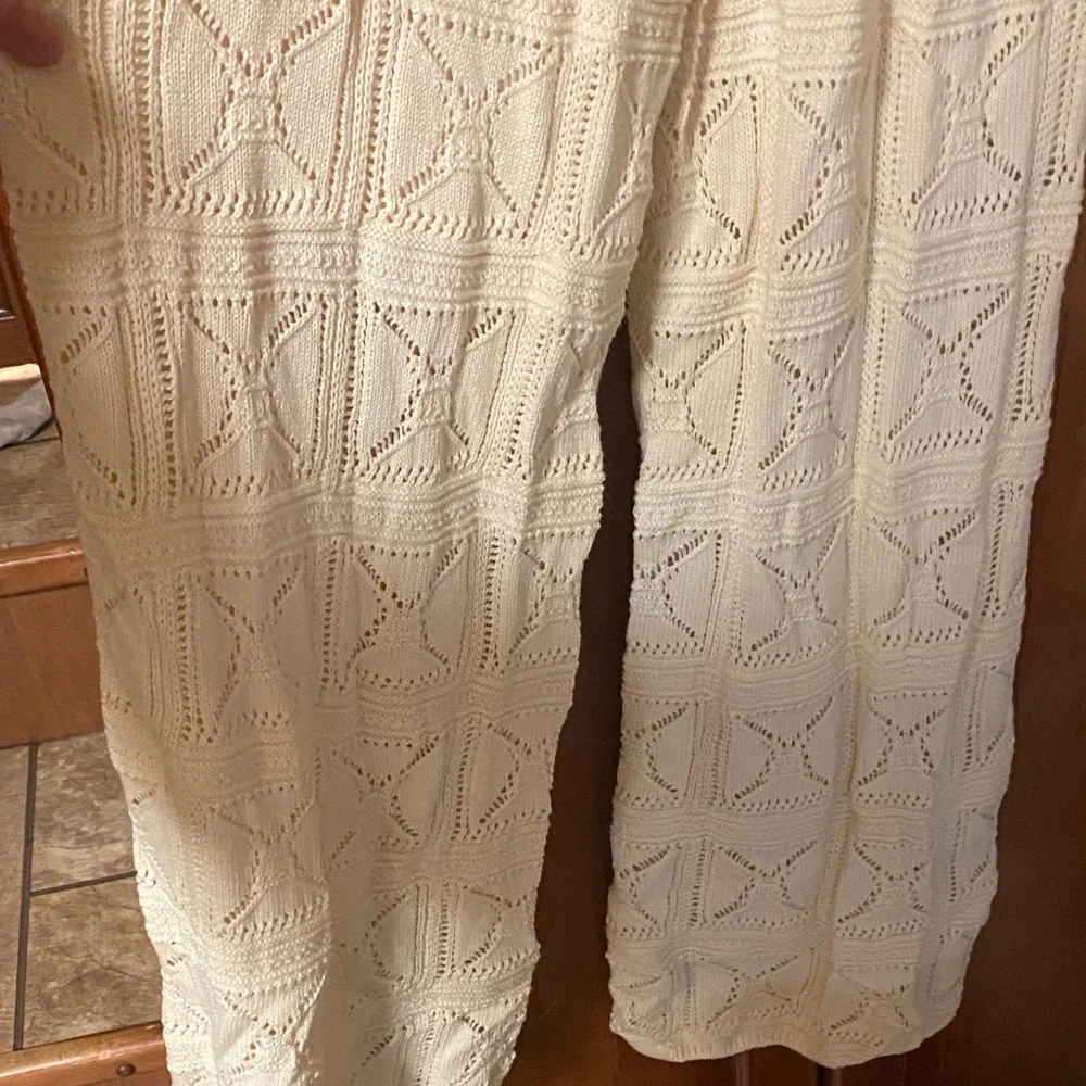 Wide Leg Cream-Colored Pants Chunky Knit Size Medium  NWT Spring Fall - Picture 6 of 14